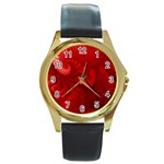 Lachs Kl Rotweissschwarz Kl Round Gold Metal Watch Front