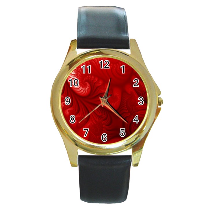 Lachs Kl Rotweissschwarz Kl Round Gold Metal Watch