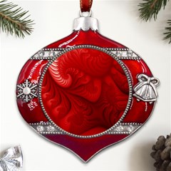 Lachs Kl Rotweissschwarz Kl Metal Snowflake And Bell Red Ornament by 2607694c