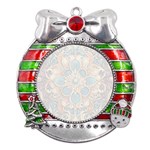 Pattern 1 Muster 7 Metal X Mas Ribbon With Red Crystal Round Ornament Front