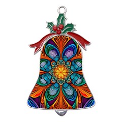 Schwarz bunt Metal Holly Leaf Bell Ornament