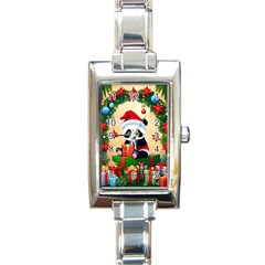 Schwarz Pandaweihnachten300dpi Rectangle Italian Charm Watch