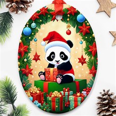 Schwarz Pandaweihnachten300dpi Ornament (Oval)