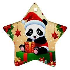 Schwarz Pandaweihnachten300dpi Ornament (Star)