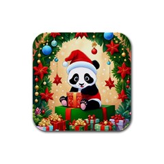 Schwarz Pandaweihnachten300dpi Rubber Square Coaster (4 pack)