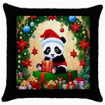 Schwarz Pandaweihnachten300dpi Throw Pillow Case (Black) Front