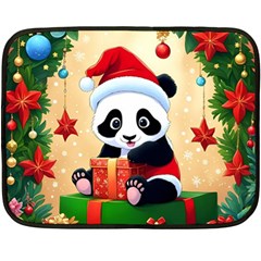 Schwarz Pandaweihnachten300dpi Two Sides Fleece Blanket (Mini)