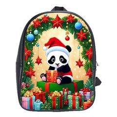 Schwarz Pandaweihnachten300dpi School Bag (Large)