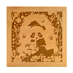 Schwarz Pandaweihnachten300dpi Wood Photo Frame Cube