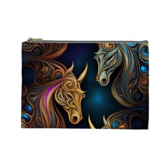 Schwarz Pferde Muster Cosmetic Bag (large) by 2607694c