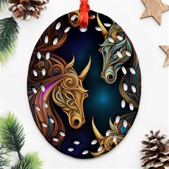 Schwarz Pferde Muster Ornament (oval Filigree) by 2607694c