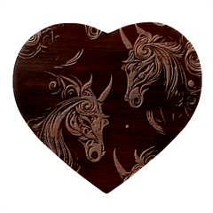 Schwarz Pferde Muster Heart Wood Jewelry Box by 2607694c