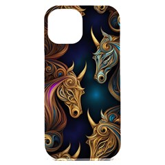 Schwarz pferde muster iPhone 15 Plus Black UV Print PC Hardshell Case