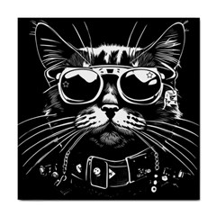 Schwarz katze punk Tile Coaster