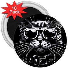 Schwarz katze punk 3  Magnets (10 pack) 