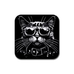 Schwarz katze punk Rubber Square Coaster (4 pack)