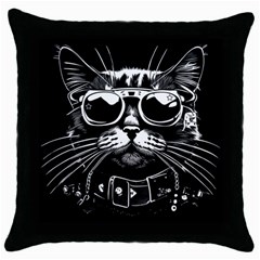 Schwarz katze punk Throw Pillow Case (Black)