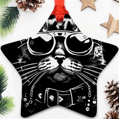 Schwarz Katze Punk Star Ornament (two Sides)