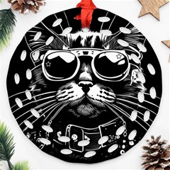 Schwarz Katze Punk Ornament (round Filigree)