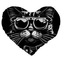 Schwarz katze punk Large 19  Premium Heart Shape Cushions