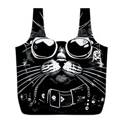 Schwarz Katze Punk Full Print Recycle Bag (l) by 2607694c