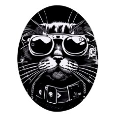 Schwarz katze punk Oval Glass Fridge Magnet (4 pack)