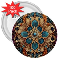 Dunkelbraun Pattern 1 3  Buttons (100 Pack) 