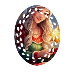 Christmas Greetings Ornament (oval Filigree)