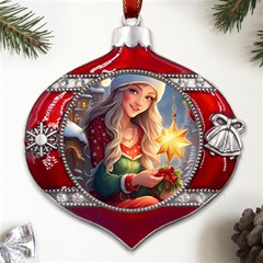 Christmas Greeting Metal Snowflake And Bell Red Ornament by 2607694c