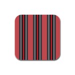 Rosa Grau Streifen Rubber Square Coaster (4 pack) Front