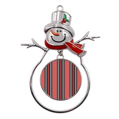 Rosa Grau Streifen Metal Snowman Ornament by 2607694c