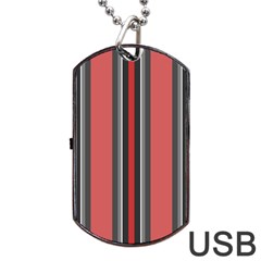 Rosa Grau Streifen Dog Tag Usb Flash (one Side) by 2607694c