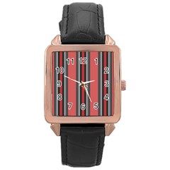 Rosa Grau Streifen Rose Gold Leather Watch  by 2607694c