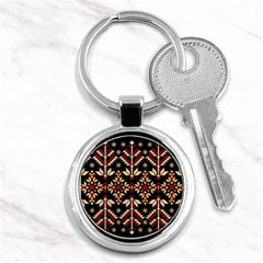 Vector Illustration Of Ukrainian Folk Seamless Pattern Ethnic Ornament Border Element Traditional Key Chain (round) by Bedest