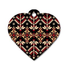 Vector Illustration Of Ukrainian Folk Seamless Pattern Ethnic Ornament Border Element Traditional Dog Tag Heart (one Side) by Bedest