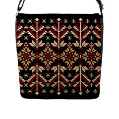 Vector Illustration Of Ukrainian Folk Seamless Pattern Ethnic Ornament Border Element Traditional Flap Closure Messenger Bag (l) by Bedest