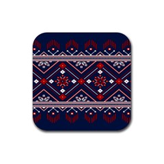 Ukrainian Folk Seamless Pattern Ornament Art Rubber Coaster (square) by Bedest