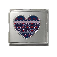 Ukrainian Folk Seamless Pattern Ornament Art Mega Link Heart Italian Charm (18mm)