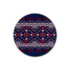 Ukrainian Folk Seamless Pattern Ornament Art Rubber Round Coaster (4 Pack) by Bedest