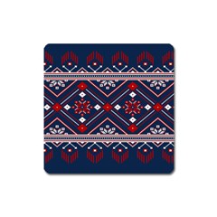 Ukrainian Folk Seamless Pattern Ornament Art Square Magnet by Bedest