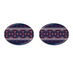 Ukrainian Folk Seamless Pattern Ornament Art Cufflinks (oval) by Bedest