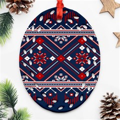 Ukrainian Folk Seamless Pattern Ornament Art Oval Filigree Ornament (two Sides)