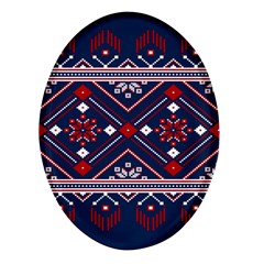 Ukrainian Folk Seamless Pattern Ornament Art Oval Glass Fridge Magnet (4 Pack)