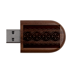 Ukrainian Folk Seamless Pattern Ornament Art Wood Oval Usb Flash Drive