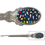 Big Set Cute Astronauts Space Planets Stars Aliens Rockets Ufo Constellations Satellite Moon Rover V Letter Opener Front