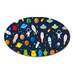 Big Set Cute Astronauts Space Planets Stars Aliens Rockets Ufo Constellations Satellite Moon Rover V Oval Magnet by Bedest