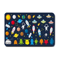 Big Set Cute Astronauts Space Planets Stars Aliens Rockets Ufo Constellations Satellite Moon Rover V Small Doormat by Bedest