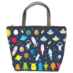 Big Set Cute Astronauts Space Planets Stars Aliens Rockets Ufo Constellations Satellite Moon Rover V Bucket Bag by Bedest