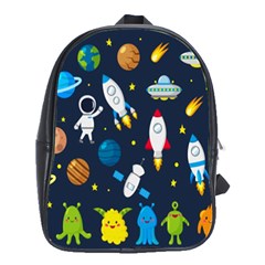 Big Set Cute Astronauts Space Planets Stars Aliens Rockets Ufo Constellations Satellite Moon Rover V School Bag (large)