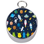 Big Set Cute Astronauts Space Planets Stars Aliens Rockets Ufo Constellations Satellite Moon Rover V Silver Compasses Front